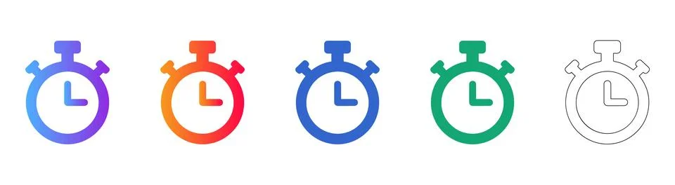 Clock Timer Icons Set 스톡 일러스트