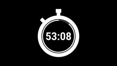 Clock timer in one minute countdown on black background Stock Footage 314329140