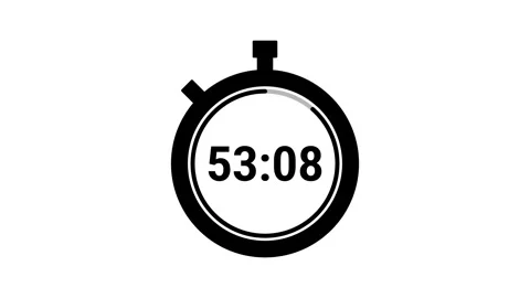 Clock timer in one minute countdown on white background Stock Footage 314329150