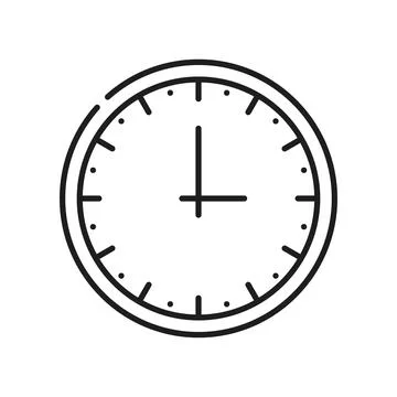 Clock timer outline icon, watch face dial hands Stock Illustration