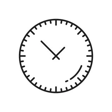 Clock timer outline icon, watch face dial hands Stock Illustration