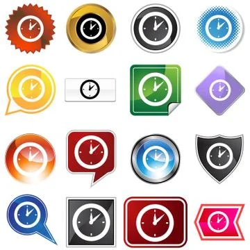 Clock timer variety icon set Illustrazione stock
