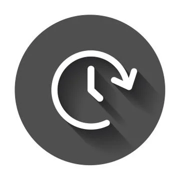 Clock tome vector icon. Timer 24 hours sign illustration on black round backg Stock Illustration
