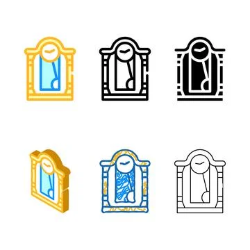 Clock tool color icon vector sign stylized Stock Illustration