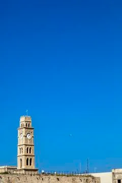 Clock tower in acco Stock Photos