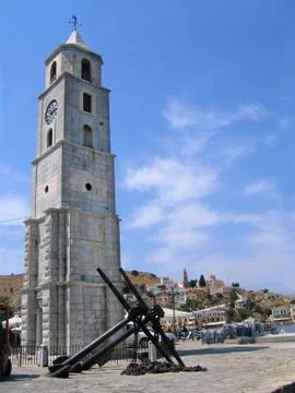Clock tower and anchor Stock Photos