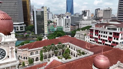 Clock tower and inner courtyard of Sultan Abdul Samad building in Kuala Lumpur. Stock Footage 296103951