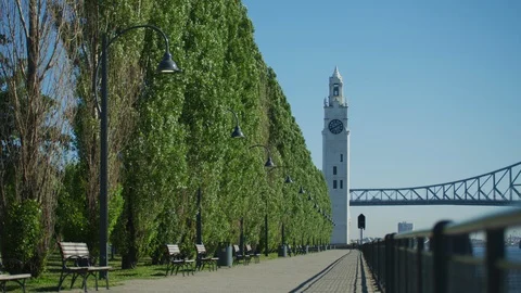 Clock Tower and the waterfront Stock Footage 99913029
