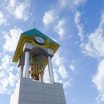 Clock tower in blue sky background Stock Photos