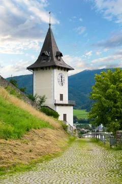Clock Tower of Bruck an der Mur in Styria, Austria Stock Photos