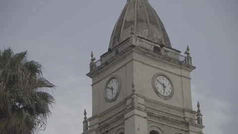 Clock tower of Cathedral of San Pedro in Cochabamba Bolivia. September 14 square Stock Footage 272504204