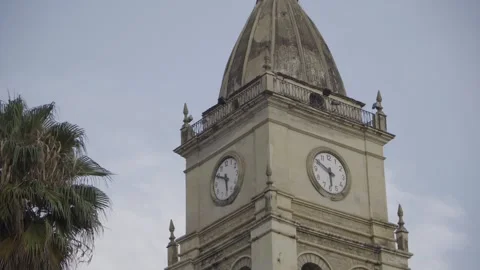 Clock tower of Cathedral of San Pedro in Cochabamba Bolivia. September 14 square Stock Footage 272504205