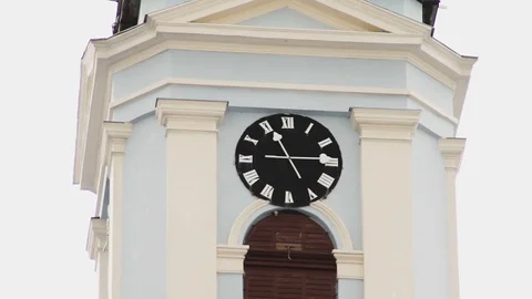 Clock at the tower of Chernivtsi Town Hall Stock Footage 74634724