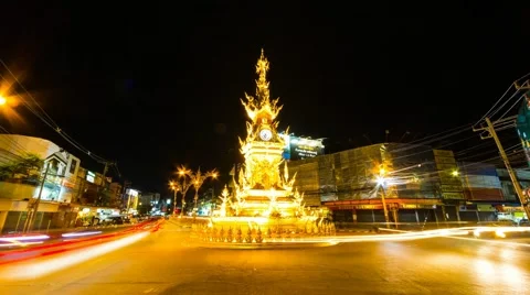 Clock tower in Chiang Rai Stock Footage 55620029