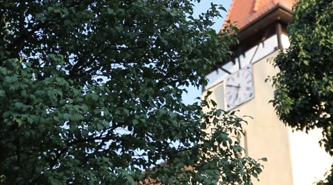 The clock in the tower of a church Stock Footage 41341431