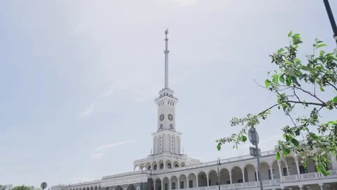 The clock tower in the city center Stock Footage 329092679