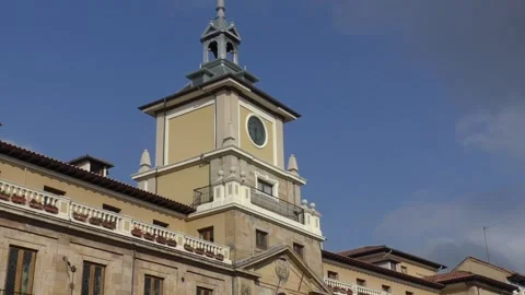 Clock tower at city hall zoom historical buildings Stock Footage 279171591