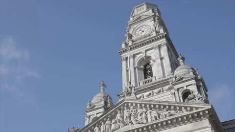 A clock tower with a clock on it Stock Footage 301624889