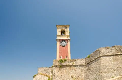 Clock Tower in Corfu, Greece Stock Photos