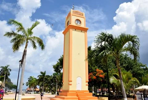 Clock tower in Cozumel 스톡 사진