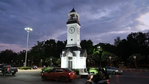 Clock tower in downtown Lampang Stock Footage 231485802