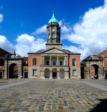 Clock Tower in Dublin Castle yard Stock Photos
