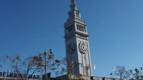 Clock Tower Embarcadero Ferry Building Stock Footage 168422628