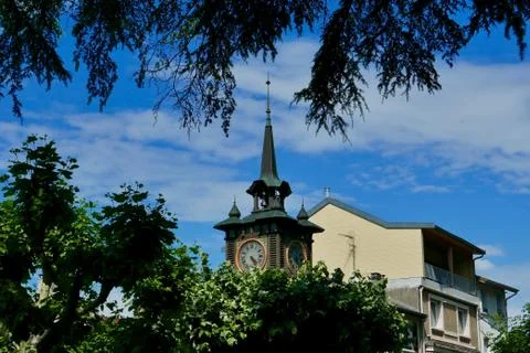 Clock tower in Evain-les-Bains Stock Photos