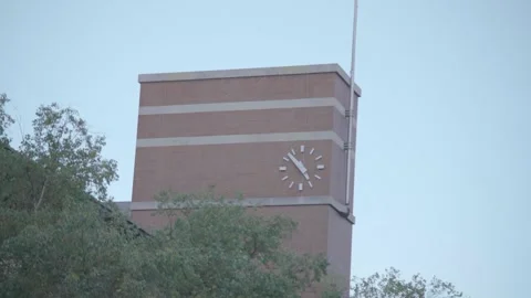 Clock Tower on the Evanston Public Library Building Video stock 332688988