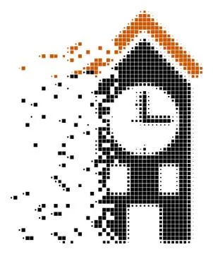 Clock Tower Fractured Pixel Icon Stock-Illustration