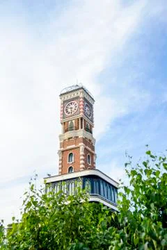 Clock tower in the  garden Stock Photos