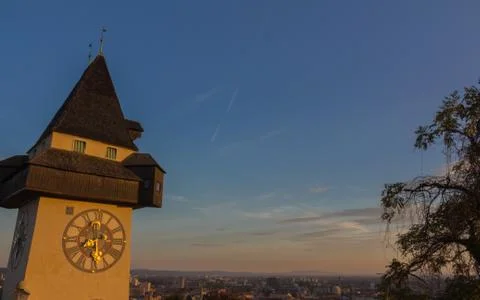 The clock tower of graz, austria Stock Photos