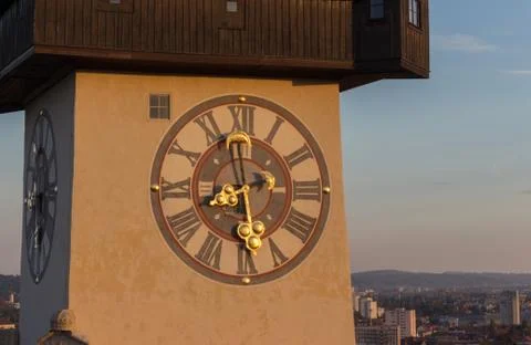 The clock tower of graz, austria Stock Photos