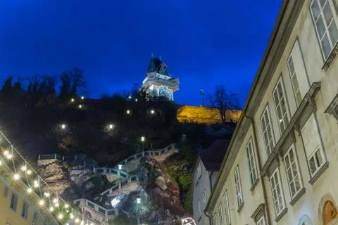 Clock tower of  graz austria Stock Photos