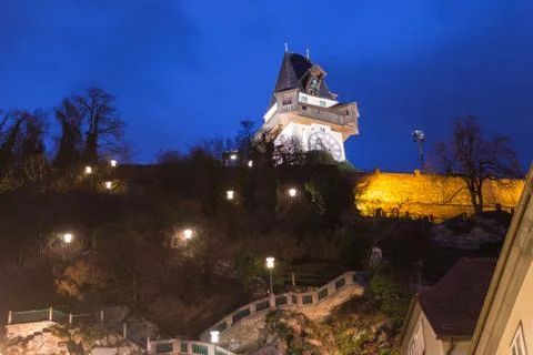 Clock tower of  graz austria Stock Photos