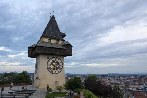 Clock tower in Graz Stock Photos
