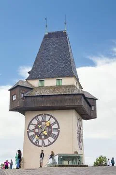 Clock Tower of Graz Stock Photos