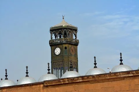 The clock tower of The great mosque of Muhammad Ali Pasha or Alabaster mosq.. Stock Photos