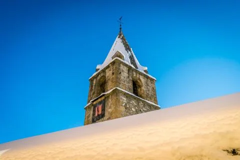 Clock tower of Gryon with snow Stock Photos