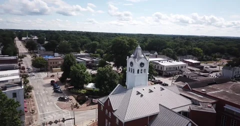 Clock Tower in Henry County Georgia Drone Aerial View Stock Footage 159270581