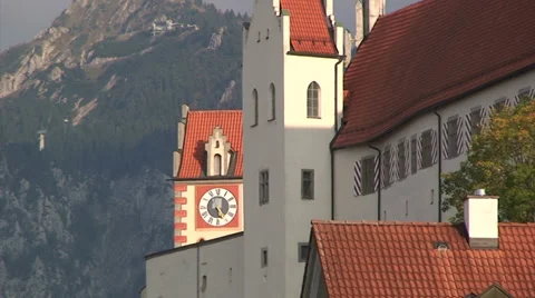 Clock tower of the High castle of Füssen Bavaria Stock Footage 33478121