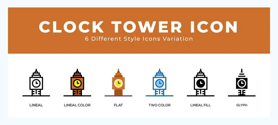 Clock tower icon vector design illustration in trendy style Stock Illustration