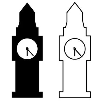 Clock tower icon on white background. Big ben tower sign. flat style. Stock Illustration