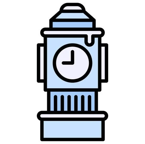 Clock tower icon, Winter city related vector Stock Illustration