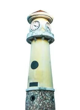 Clock Tower isolated on white Foto stock