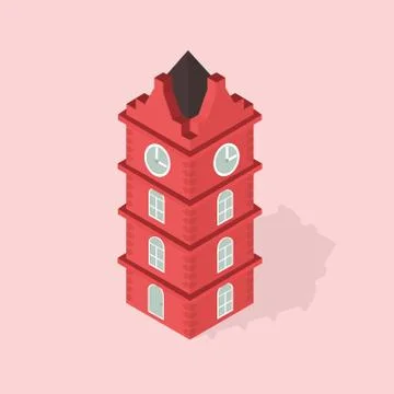 The clock tower isometric Stock Illustration