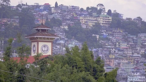 Clock Tower in Kalimpong chiming Stock Footage 96152724