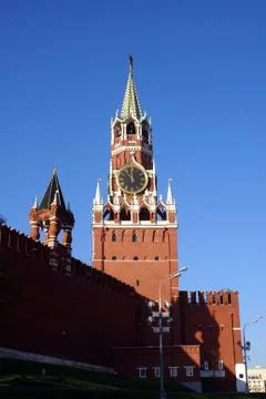 Clock tower in kremlin Stock Photos