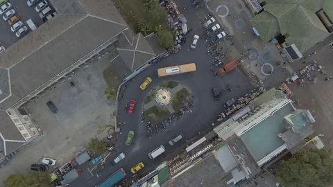 Clock tower landmark of Nonthaburi province Thailand aerial shot Vidéo 74941145