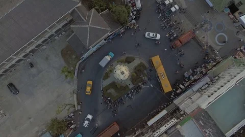 Clock tower landmark of Nonthaburi province Thailand aerial shot Stock Footage 74941253